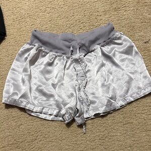 Stylish Silver and Gray Satin Shorts